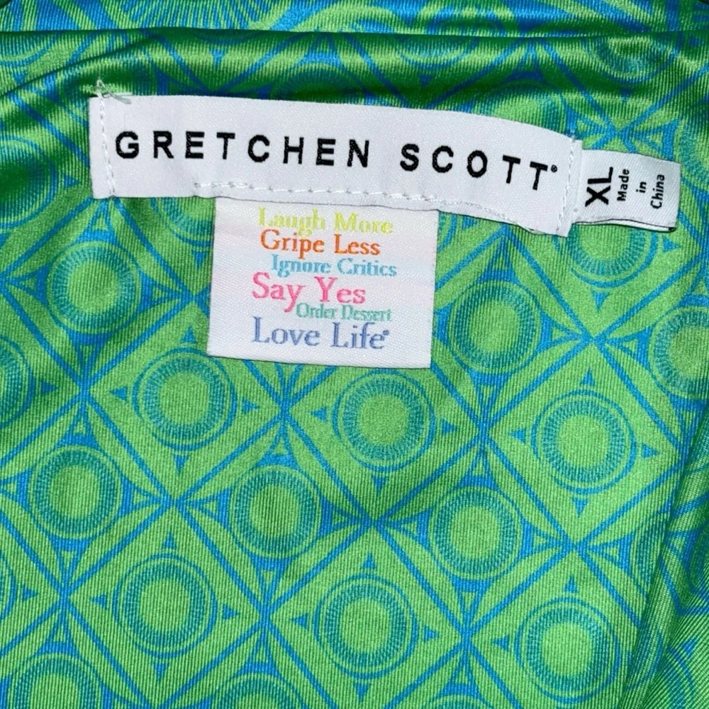 Gretchen Scott St Lawrence Half Zip Pullover Turq Kelly Medallion XL - Picture 10 of 16